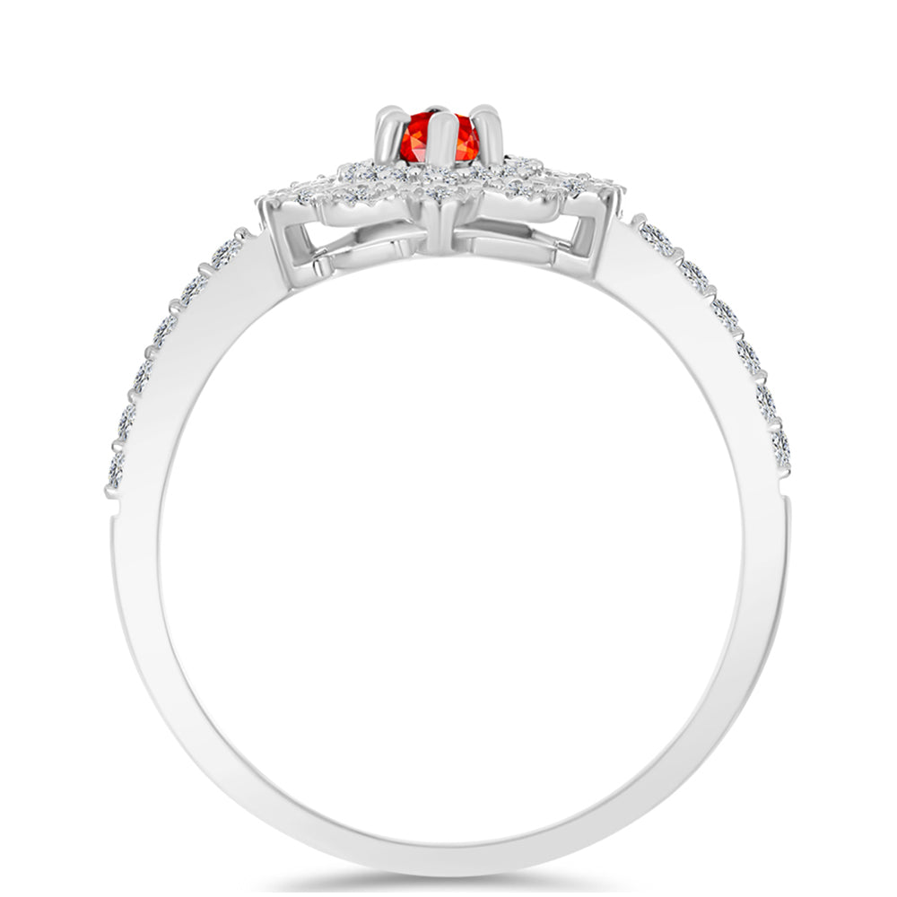 Anillo de Plata con Ópalo Rojo etíope de Lega Dembi y Topacio Blanco