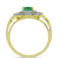 Anillo de Plata Bañada en Oro con Esmeralda de Brasil y Topacio Blanco