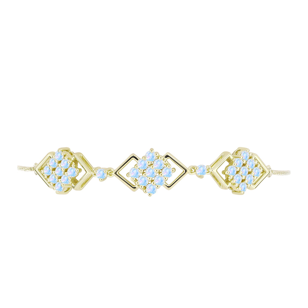 Pulsera de Plata Bañada en Oro con Piedra Lunar Arco Iris