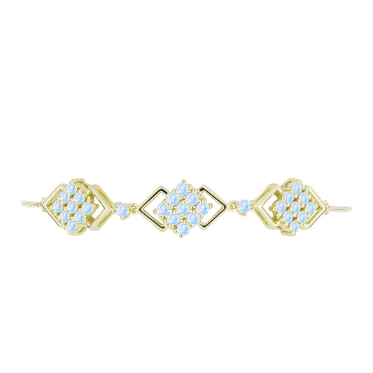 Pulsera de Plata Bañada en Oro con Piedra Lunar Arco Iris