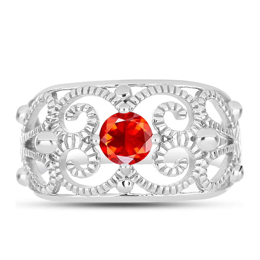 Anillo de Plata con Ópalo Rojo etíope de Lega Dembi 1 