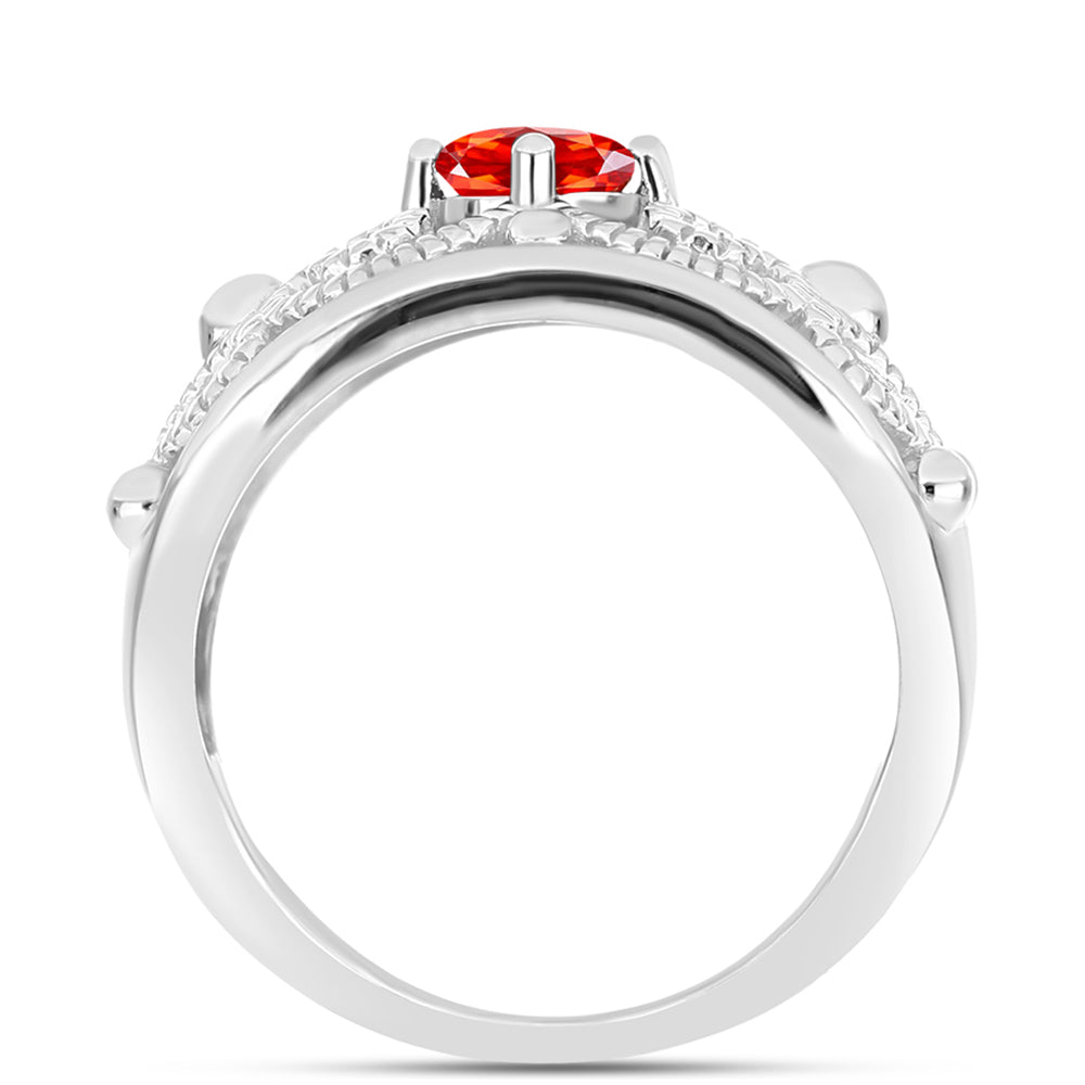 Anillo de Plata con Ópalo Rojo etíope de Lega Dembi