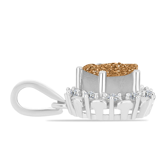 Colgante de Plata con Drusa Dorada y Topacio Blanco