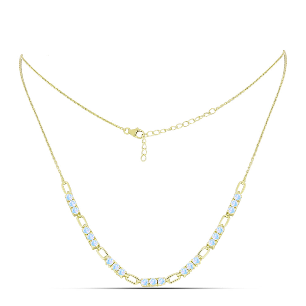 Collar de Plata Bañada en Oro con Piedra Lunar Arco Iris 1 