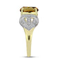 Anillo de Plata Bañada en Oro con Cuarzo Coñac y Topacio Blanco