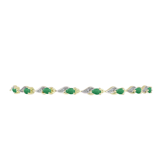 Pulsera de Plata Bañada en Oro con Esmeralda de Brasil y Topacio Blanco