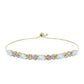 Pulsera de Plata Bañada en Oro con Piedra Lunar Arco Iris y Topacio Blanco