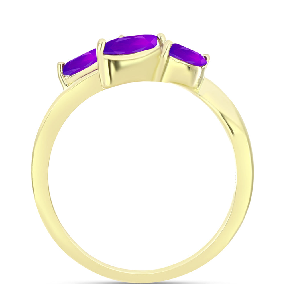 Anillo de Plata Bañada en Oro con Ágata Púrpura 2 