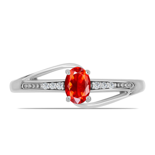 Anillo de Plata con Ópalo Rojo etíope de Lega Dembi y Topacio Blanco