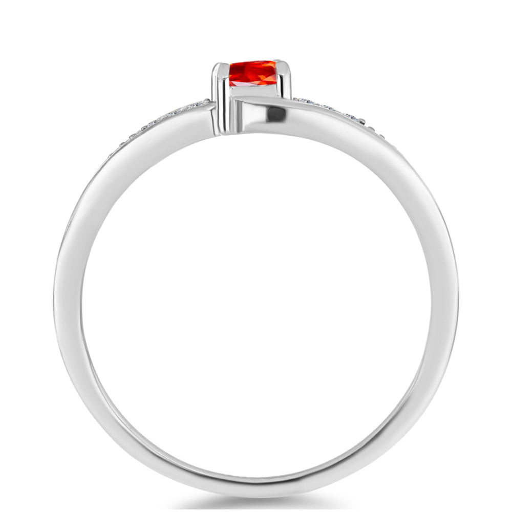 Anillo de Plata con Ópalo Rojo etíope de Lega Dembi y Topacio Blanco 2 