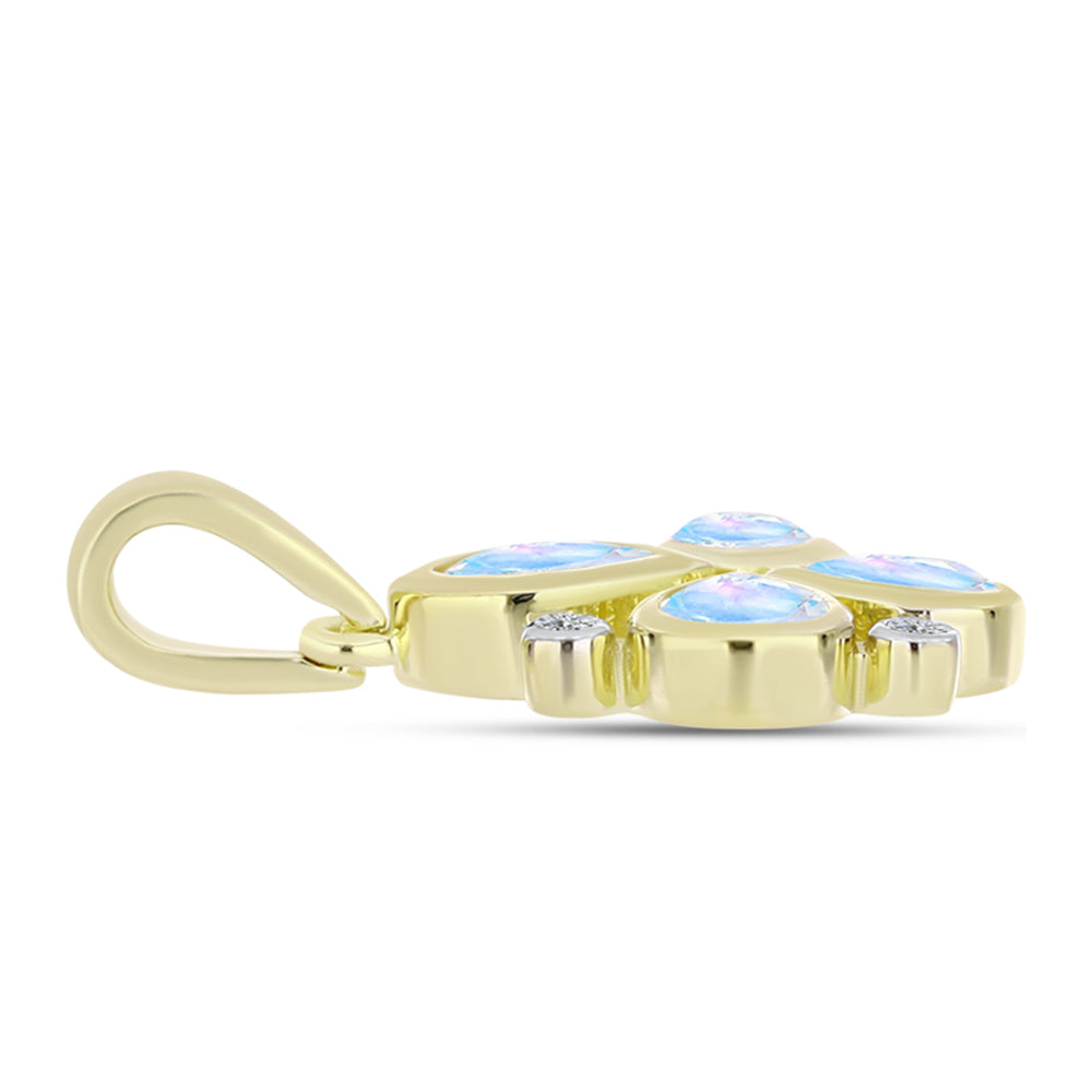 Colgante de Plata Bañada en Oro con Piedra Lunar Arco Iris 2 