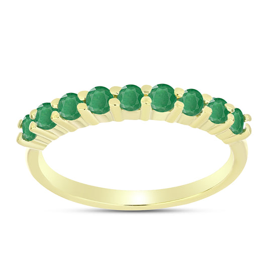 Anillo de Plata Bañada en Oro con Esmeralda de Brasil