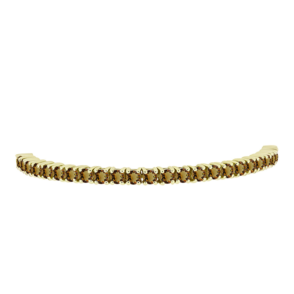 Pulsera de Plata Bañada en Oro con Cuarzo Coñac 2 