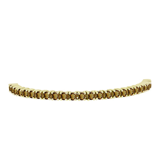 Pulsera de Plata Bañada en Oro con Cuarzo Coñac