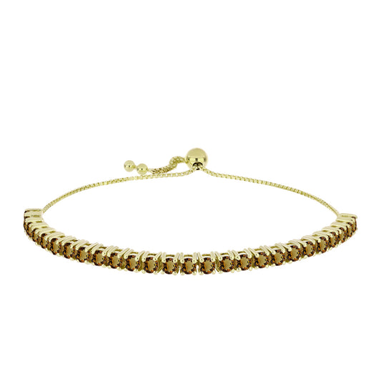 Pulsera de Plata Bañada en Oro con Cuarzo Coñac