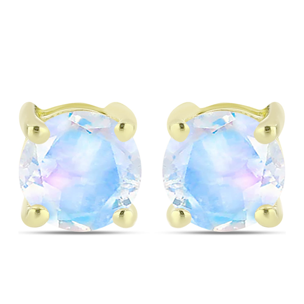 Pendientes de Plata Bañada en Oro con Piedra Lunar Arco Iris 1 