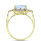 Anillo de Plata Bañada en Oro con Piedra Lunar Arco Iris y Topacio Blanco