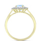 Anillo de Plata Bañada en Oro con Piedra Lunar Arco Iris y Topacio Blanco