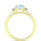 Anillo de Plata Bañada en Oro con Piedra Lunar Arco Iris y Topacio Blanco