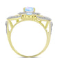Anillo de Plata Bañada en Oro con Piedra Lunar Arco Iris