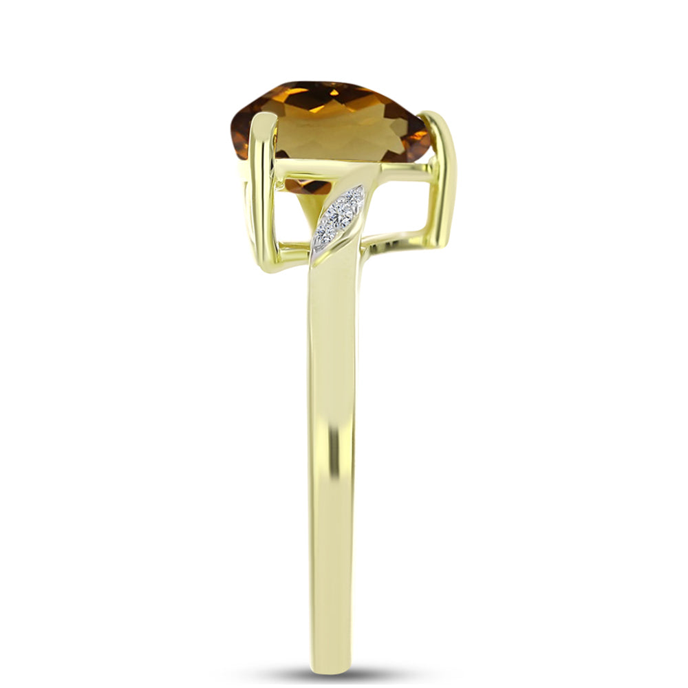 Anillo de Plata Bañada en Oro con Cuarzo Coñac y Topacio Blanco 4 