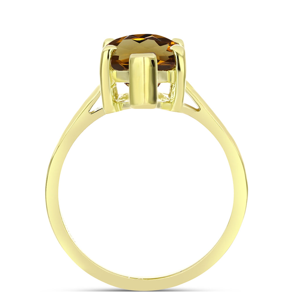Anillo de Plata Bañada en Oro con Cuarzo Coñac 2 