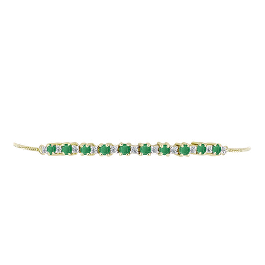 Pulsera de Plata Bañada en Oro con Esmeralda de Brasil y Topacio Blanco