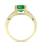 Anillo de Plata Bañada en Oro con Esmeralda de Brasil y Topacio Blanco