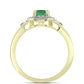 Anillo de Plata Bañada en Oro con Esmeralda de Brasil y Topacio Blanco