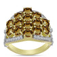 Anillo de Plata Bañada en Oro con Cuarzo Coñac y Topacio Blanco