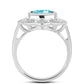 Anillo de Plata con Cuarzo Paraiba y Topacio Blanco