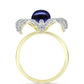 Anillo de Plata Bañada en Oro con Perla Negra Cultivada de Agua Dulce y Topacio Blanco