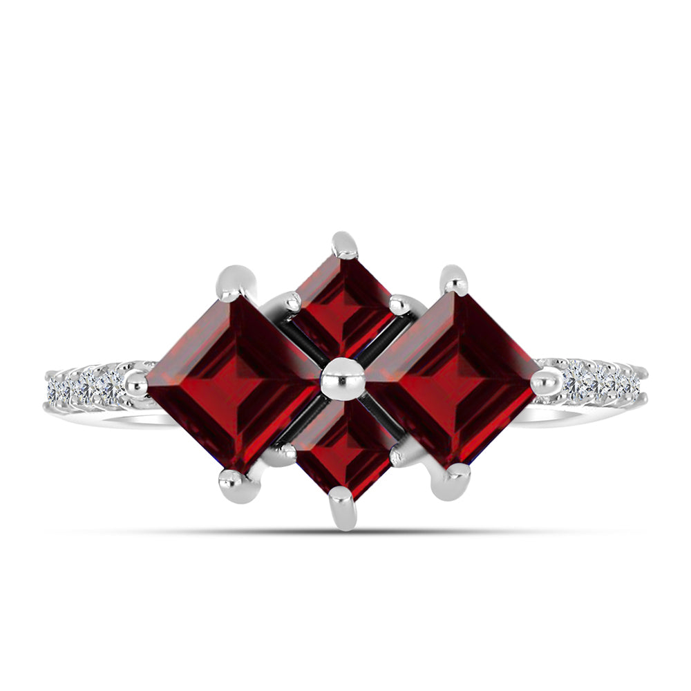 Anillo de Plata con Granate Barton y Topacio Blanco