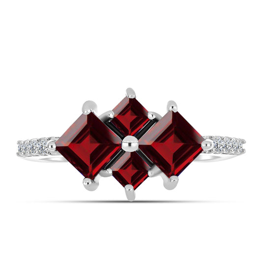Anillo de Plata con Granate Barton y Topacio Blanco