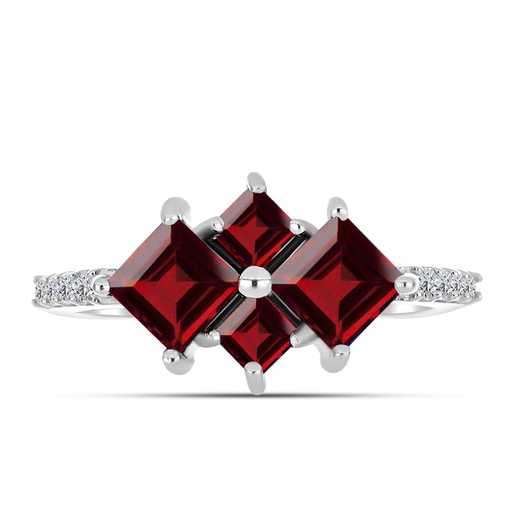 Anillo de Plata con Granate Barton y Topacio Blanco