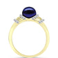 Anillo de Plata Bañada en Oro con Perla Negra Cultivada de Agua Dulce y Topacio Blanco