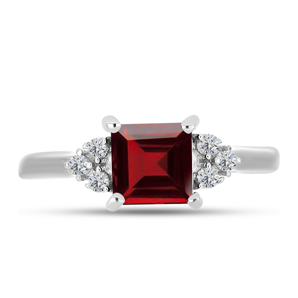 Anillo de Plata con Granate Barton y Topacio Blanco