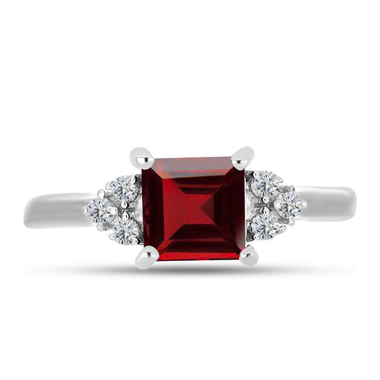 Anillo de Plata con Granate Barton y Topacio Blanco