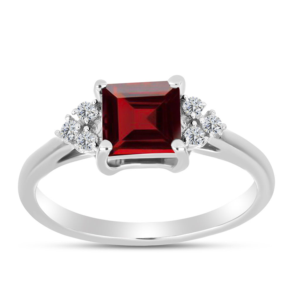 Anillo de Plata con Granate Barton y Topacio Blanco 3 