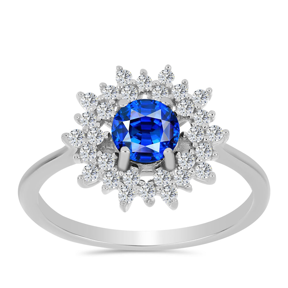 Anillo de Plata con Zafiro Azul Australiano y Topacio Blanco 1 