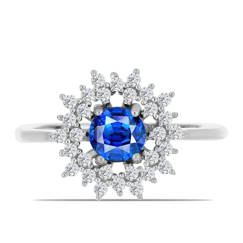 Anillo de Plata con Zafiro Azul Australiano y Topacio Blanco 2 
