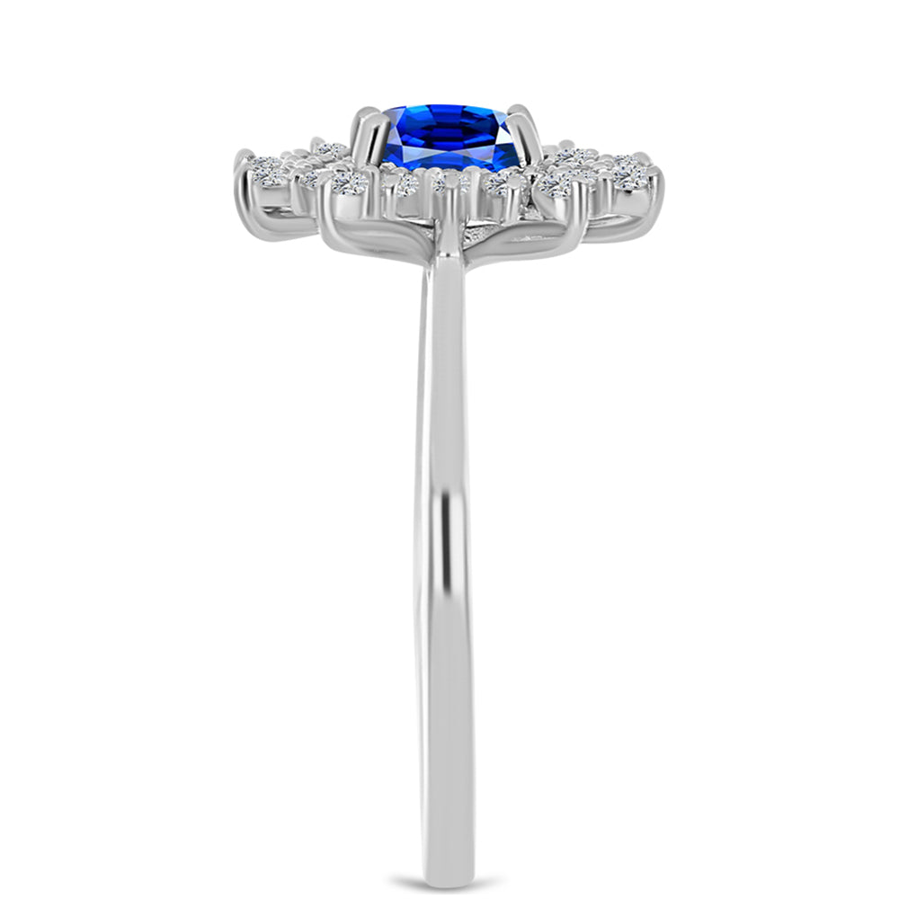 Anillo de Plata con Zafiro Azul Australiano y Topacio Blanco 3 