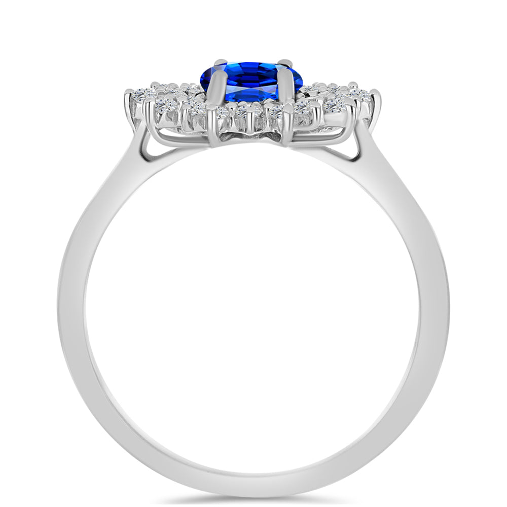 Anillo de Plata con Zafiro Azul Australiano y Topacio Blanco 4 