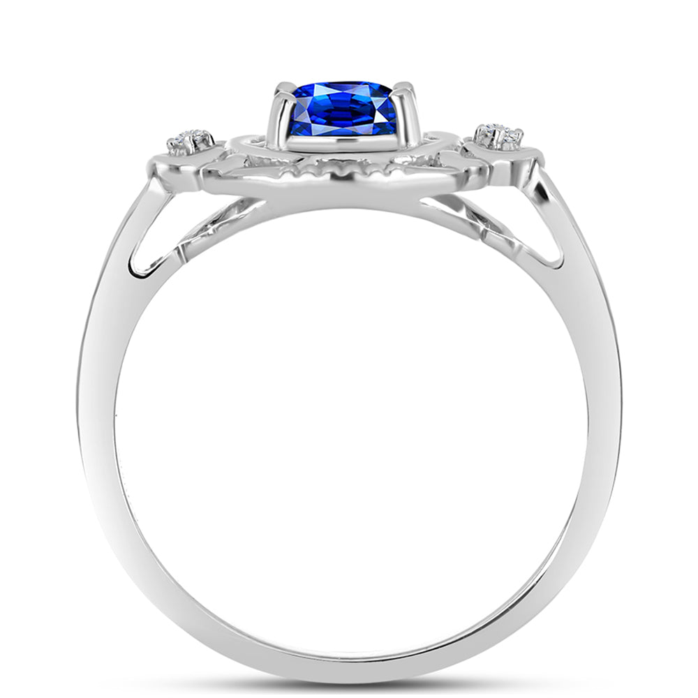 Anillo de Plata con Zafiro Azul Australiano y Topacio Blanco