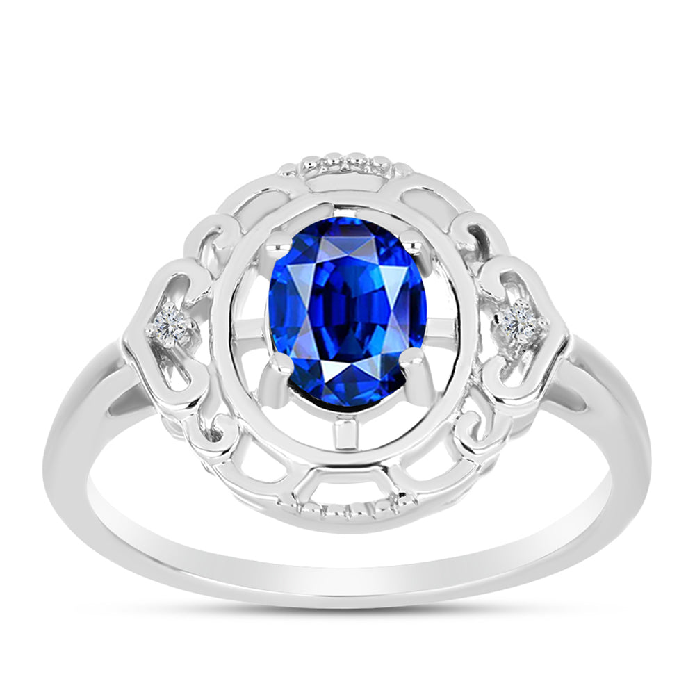 Anillo de Plata con Zafiro Azul Australiano y Topacio Blanco