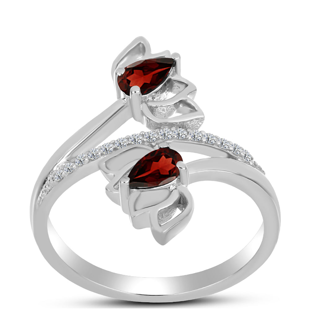 Anillo de Plata con Granate Barton y Topacio Blanco