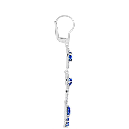 Pendientes de Plata con Zafiro Azul Australiano y Topacio Blanco