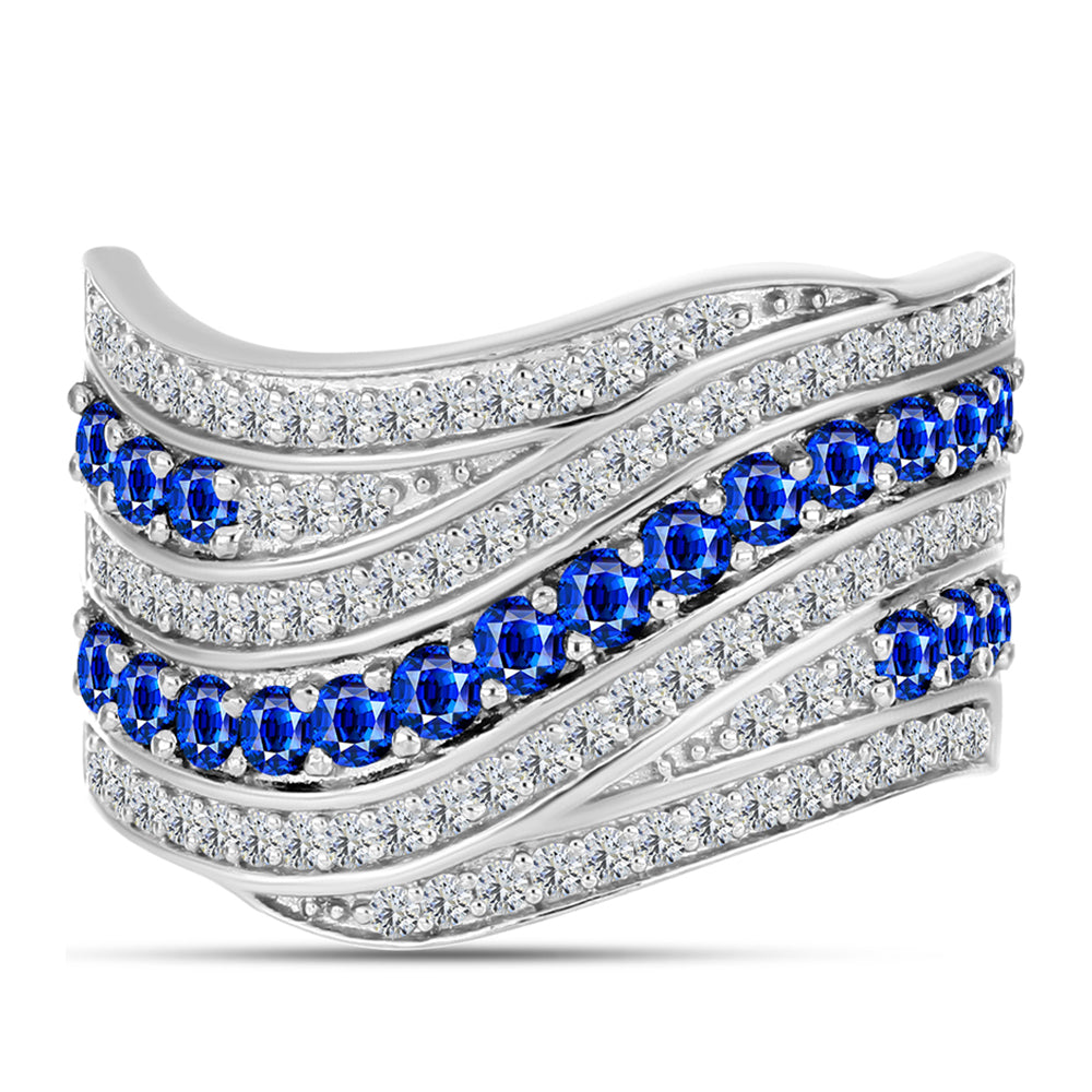 Anillo de Plata con Zafiro Azul Australiano y Topacio Blanco