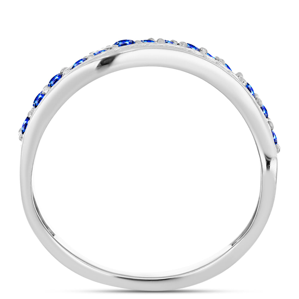 Anillo de Plata con Zafiro Azul Australiano y Topacio Blanco 2 