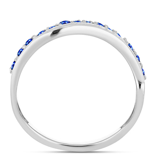 Anillo de Plata con Zafiro Azul Australiano y Topacio Blanco